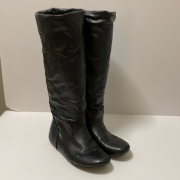 Women's Classic Round Toe Slouchy Booties Casual Slip On Fall Winter Long Boots - Picture 11 of 16